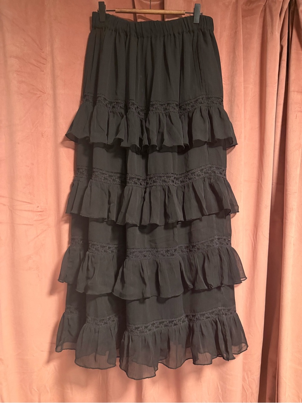 Miss Selfridge Black Tiered Ruffle Maxi Skirt